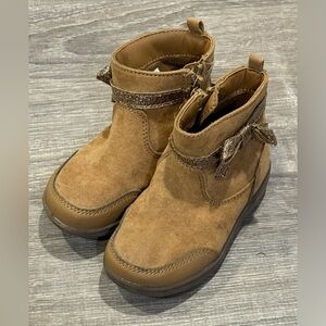 Stride Rite Tan Kids Boots with Glitter Strap